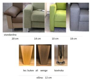 Noge in opirala sedežne garniture Lino - Oprema Šuler